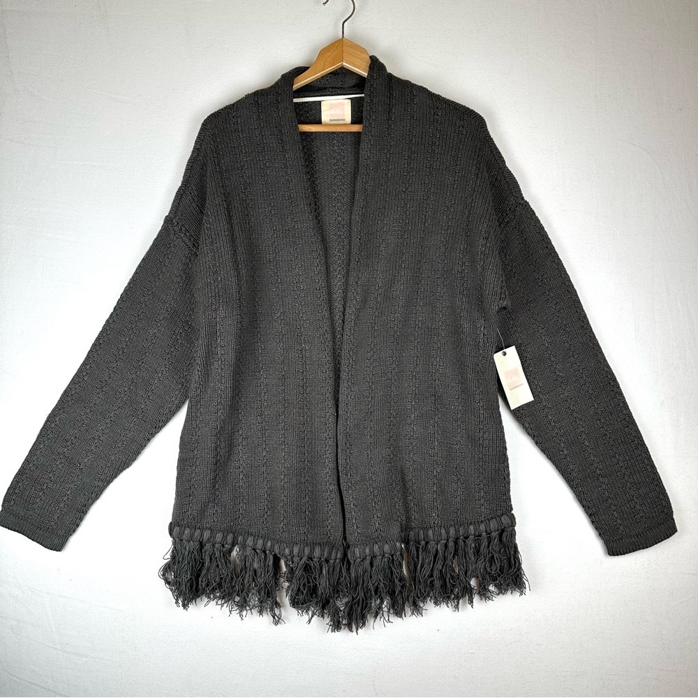 Quiksilver Silver Ridge Cardigan Sweater Open Front Fringe NWT Boho